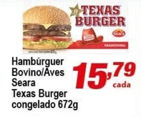 Ricoy Supermercados Hamburguer Bovino/ Aves Seara Texas Burger 672g oferta
