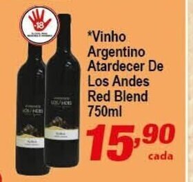Vinho Argentino Atardecer de Los Andes Red Blend 750ml