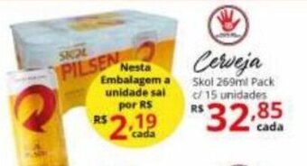 Ricoy Supermercados Cerveja Skol 269ml pack c/ 15 unidades oferta