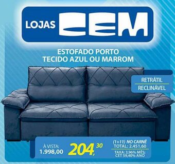 Lojas Cem Estofado Porto Tecido Azul ou Marrom oferta