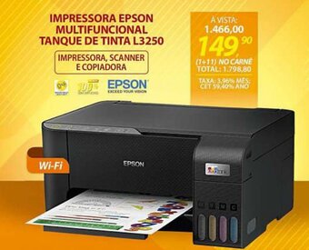 Lojas Cem Impressora Epson Multifuncional Tanque de Tinta L3250 oferta