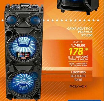 Lojas Cem Caixa Acustica Polyvox XT1200 oferta