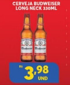 Atacadão Centro Sul Cerveja Budweiser Long Neck 330ml oferta