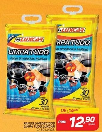 Panos umedecidos limpa tudo luxcar c/ 30 unids.