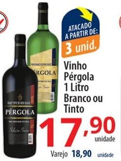 Vinho Pergola 1L Branco ou Tinto