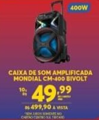 Atacadão Centro Sul Caixa de Som Amplificada Mondial CM-400 Bivolt oferta