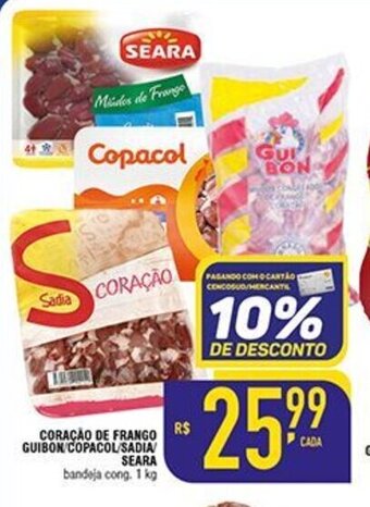 Mercantil Rodrigues Coracao de frango Guibon/ Copacol/ Sadia/ Seara 1kg oferta