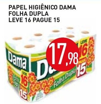 Calvo Atacadista Papel Higiénico Dama Folha Dupla Leve 16 pague 15 oferta