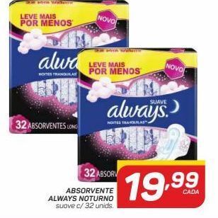 GBarbosa Absorvente always noturno suave c/ 32 unids oferta