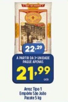 Arena Atacado Arroz tipo 1 Emporio Sao Joao pacote 5kg oferta