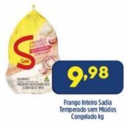 Arena Atacado Frango inteiro Sadia Temperado sem miudos congelados 1kg oferta