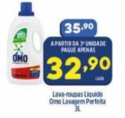 Arena Atacado Lava Roupas Liquido Omo Lavagem Perfeita 3L oferta