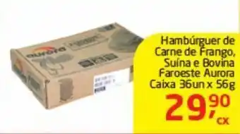 Tenda Atacado Hambúrguer de frango, suína e bovina aurora x 36 unids oferta