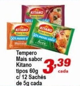 Ricoy Supermercados Tempero Mais Sabor Kitano tipos 60g c/12 saches de 5g cada oferta