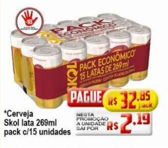 Ricoy Supermercados Cerveja Skol Lata 269ml pack c/15 unidades oferta