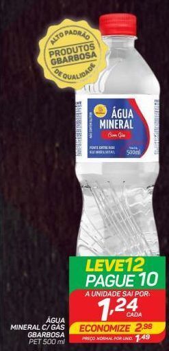 GBarbosa Água mineral c/ gás gbarbosa 500ml oferta