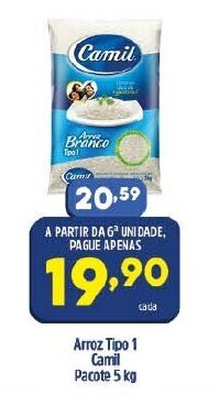 Arena Atacado Arroz tipo 1 Camil pacote 5kg oferta