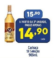 Arena Atacado Cachaca 51 Selecao 965ml oferta