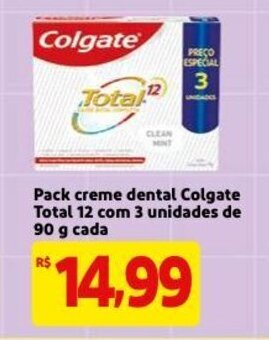 Mercado Extra Pack creme dental Colgate Total 12 com 3 unidades de 90g cada oferta