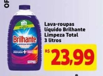 Mercado Extra Lava roupas Liquido Brilhante Limpeza Total 3L oferta