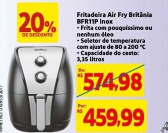 Mercado Extra Fritadeira Air Fry Britania BFR11P Inox oferta