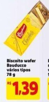 Extra Supermercado Biscoito wafer Bauducco varios tipos 78g oferta
