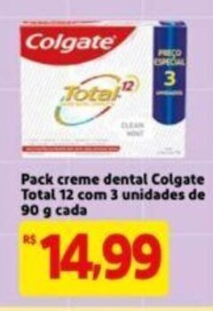 Extra Supermercado Pack creme dental Colgate Total 12 com 3 unidades de 90g cada oferta