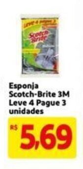 Extra Supermercado Esponja Scotch Brite 3M Leve 4 Pague 3 unidades oferta