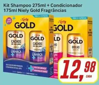 Rede Supermarket Kit Shampoo 275ml + Condicionador 175ml Niely Gold Frag. oferta