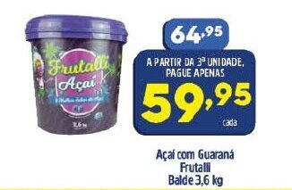 Arena Atacado Acai com Guarana Frutalli balde 3.6kg oferta