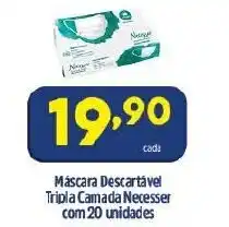 Arena Atacado Mascara Descartavel Tripla Camada Necesser com 20 unidades oferta
