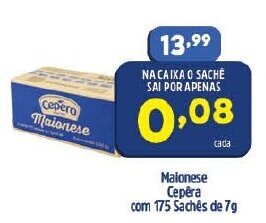 Arena Atacado Maionese Cepera com 175 saches de 7g oferta
