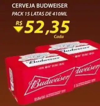 Assaí Atacadista Cerveja Budweiser pack 15 latas de 410ml oferta