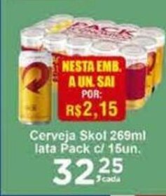 Rossi Supermercado Cerveja Skol 269ml lata pack c/15 oferta