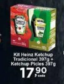 Rossi Supermercado Kit Heinz Ketchup Tradicional 397g + Ketchup Picles 397g oferta