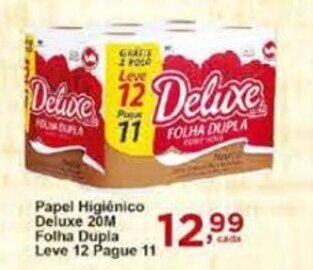 Rossi Supermercado Papel Higiénico Deluxe 20m Folha Dupla Leve 12 Pague 11 oferta