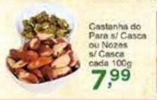 Rossi Supermercado Castanha do Para s/ Casca ou Nozes s/ Casca cada 100g oferta