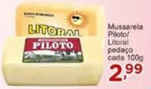 Rossi Supermercado Mussarela Piloto/ Litoral pedaco cada 100g oferta