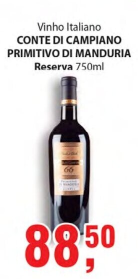 Supermercados Mundial Conte di Campiano Primitivo di Manduria Reserva 750ml oferta