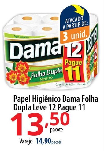 Papel Higiénico Dama Folha Dupla Leve 12 pague 11