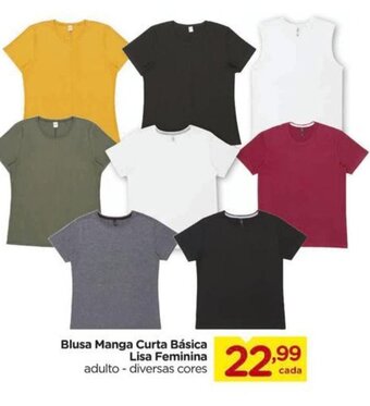 Carrefour Blusa Manga Curta Basica Lisa Feminina oferta