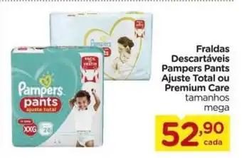 Carrefour Fraldas Descartaveis Pampers Pants Ajuste Total ou Premium Care oferta
