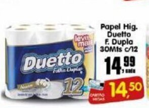 Higa's Supermercado Papel Hig. Duetto F. Dupla 30mts c/12 oferta