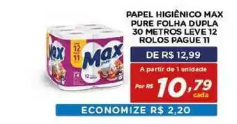 Bahamas Mix Papel Higiênico Max Pure Folha Dupla Leve 12 Rolos Pague 11 oferta