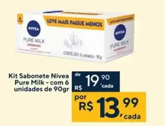 Coop Kit Sabonete Nivea Pure Milk com 6 unidades de 90g oferta