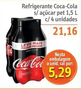 Sonda Refrigerante Coca-cola S Açúcar Pet C 4 Unidades 1.5L oferta
