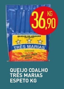 Calvo Atacadista Queijo Coalho Tres Marias espeto 1kg oferta