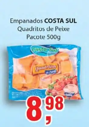 Supermercados Mundial Costa Sul Quadritos de Peixe pacote 500g oferta