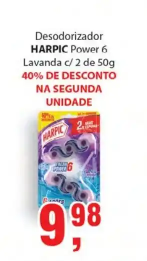 Supermercados Mundial Harpic Power 6 Lavanda c/2 de 50g 40% de Desconto na Segunda Unidade oferta