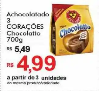 Supermercados Koch Achocolatado 3 Corações Chocolatto 700g oferta